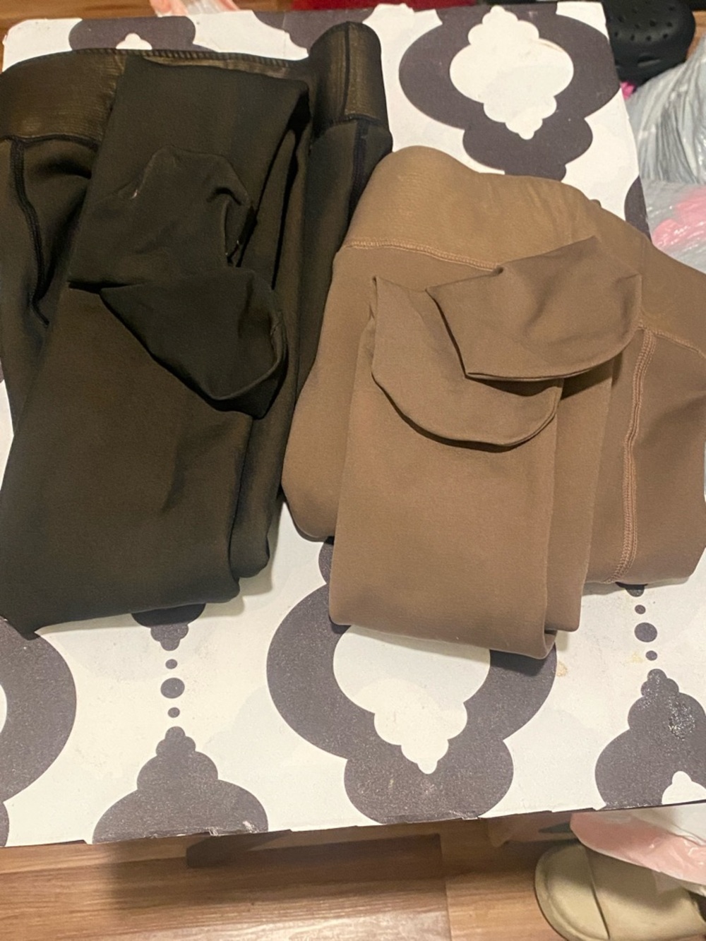 Versatile Leggings Duo in Olive Green and Camel
